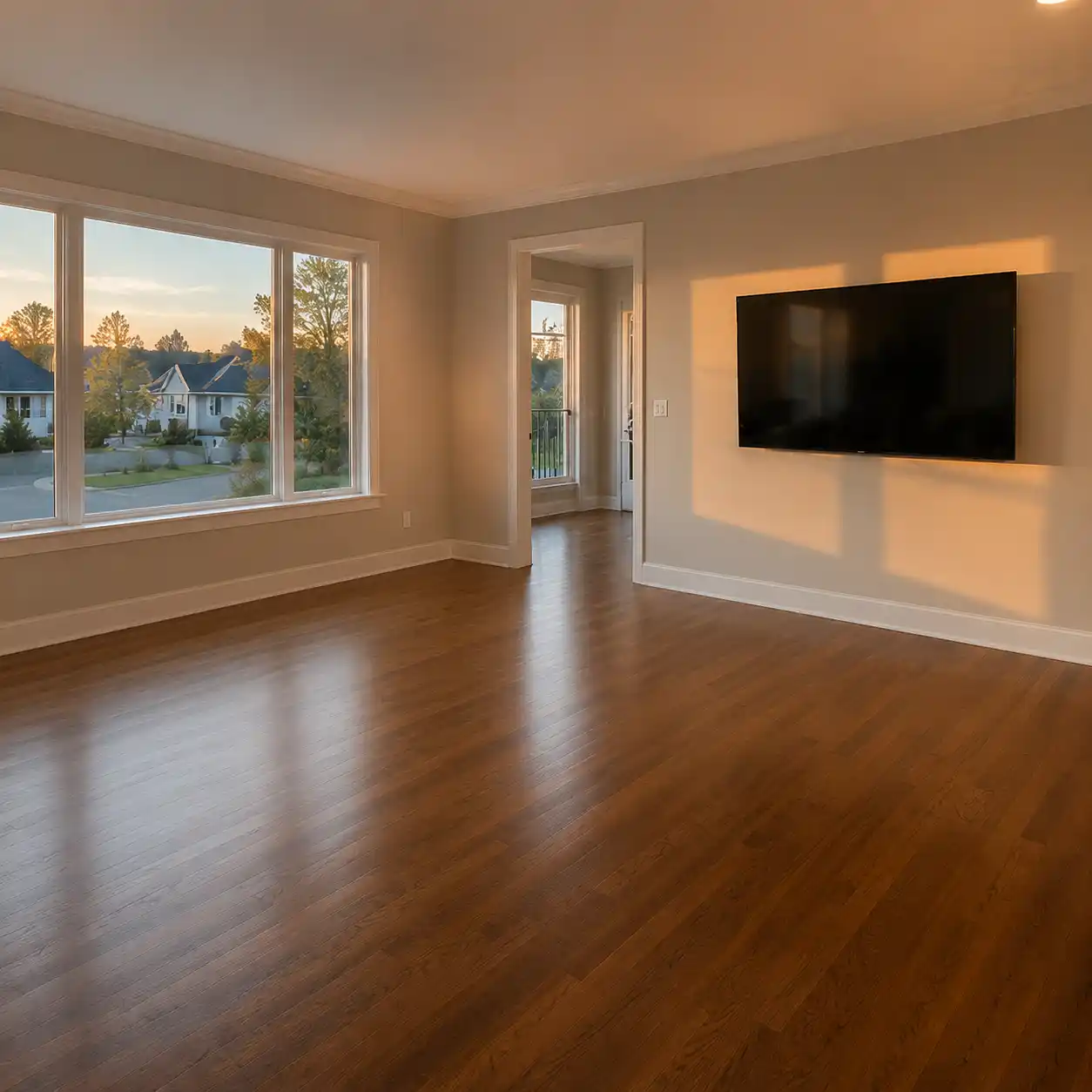 Before: Living room seating area, staged by Estaray — consistent in every angle